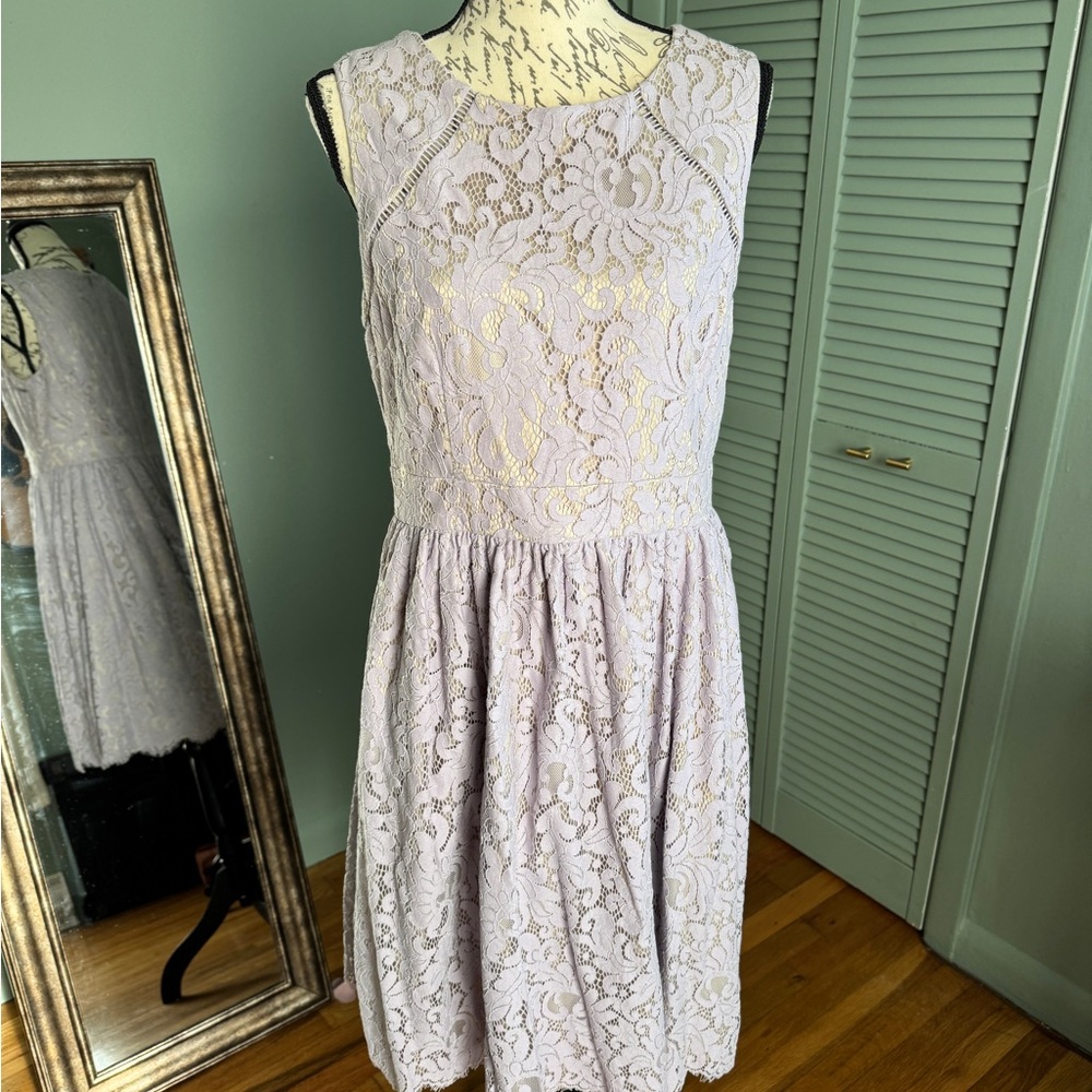 Eliza J Lavender Lace Midi Dress